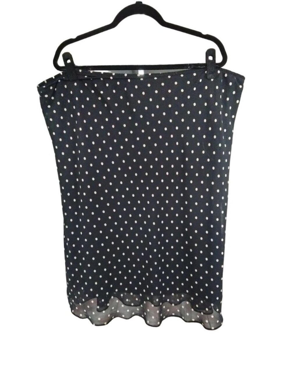 George Plus Size 22/24W Black Tan Polka Dot Skirt Elastic Waist Fully Lined - Picture 2 of 6